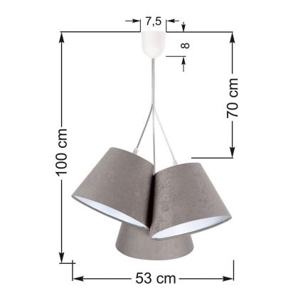 Żyrandol na lince AMBROSIA 3xE27/60W/230V