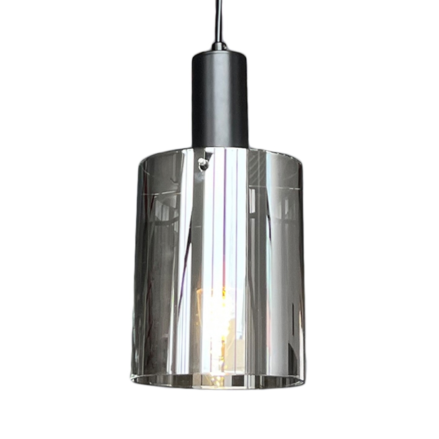 Żyrandol na lince ARCADIA 1xE27/60W/230V śr. 13 cm czarny/dymny