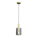 Żyrandol na lince ARCADIA 1xE27/60W/230V śr. 13 cm złoty/dymny