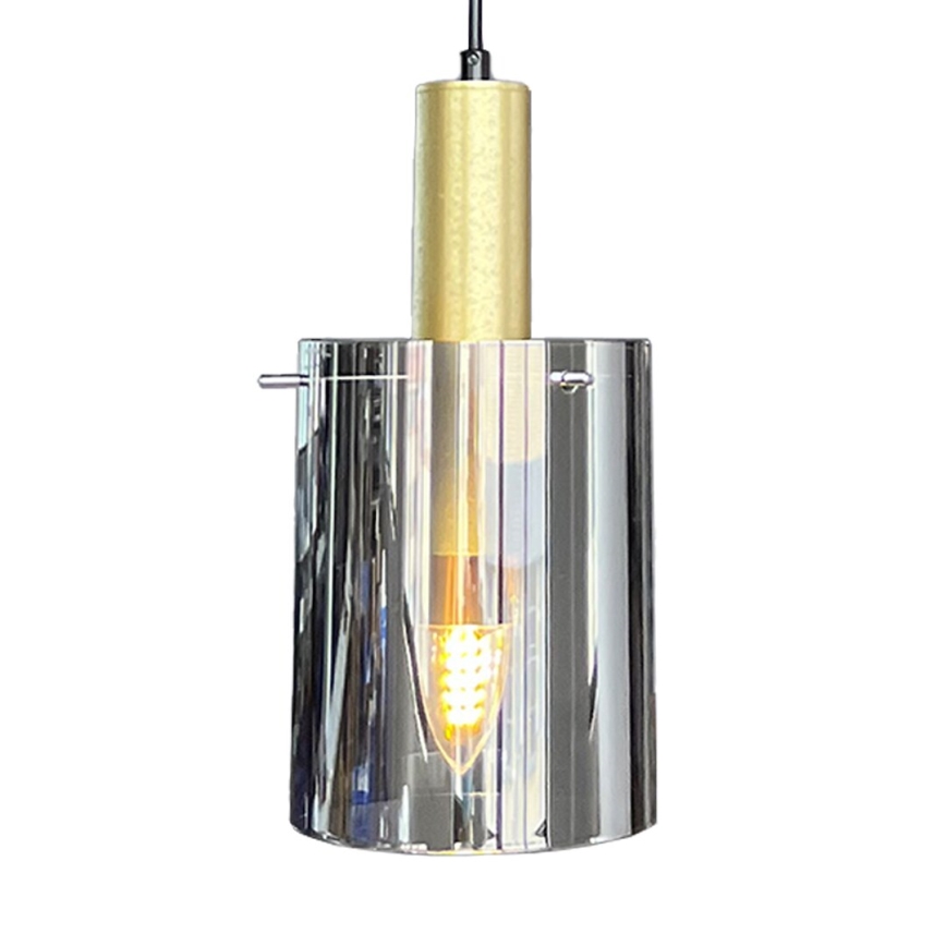 Żyrandol na lince ARCADIA 1xE27/60W/230V śr. 13 cm złoty/dymny