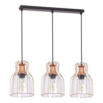 Żyrandol na lince ARIA 3xE27/60W/230V miedź