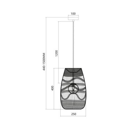 Żyrandol na lince ARONA 1xG9/9W/230V śr. 25 cm rattan/czarny