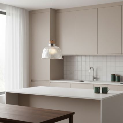 Żyrandol na lince ASTA 1xE27/60W/230V śr. 28 cm dąb