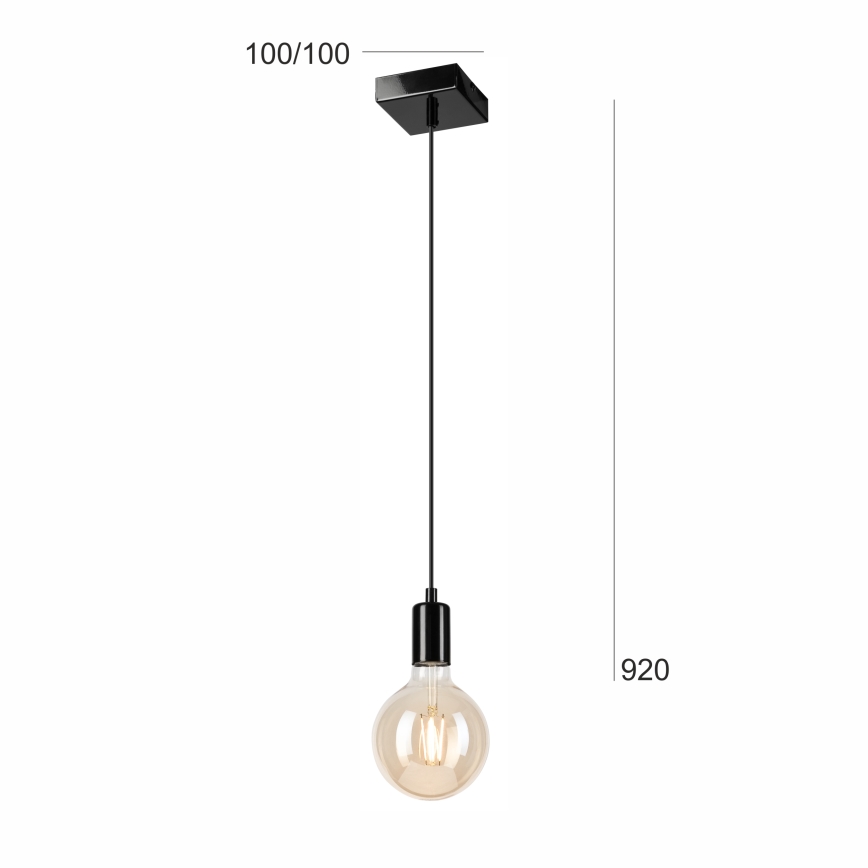 Żyrandol na lince ASTRID 1xE27/60W/230V czarny błyszczący