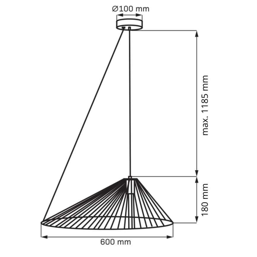 Żyrandol na lince AURORA 1xE27/20W/230V śr. 60 cm czarny