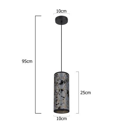 Żyrandol na lince AVALO 1xE27/60W/230V szary/czarny