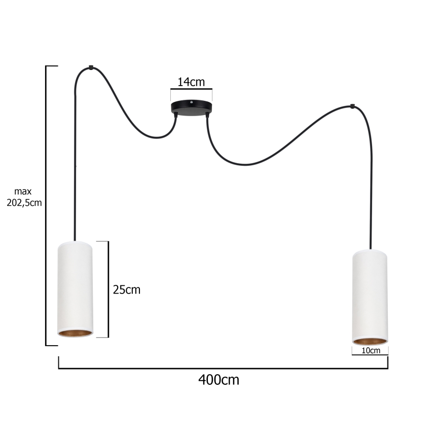 Żyrandol na lince AVALO 2xE27/60W/230V pająk biały/miedź