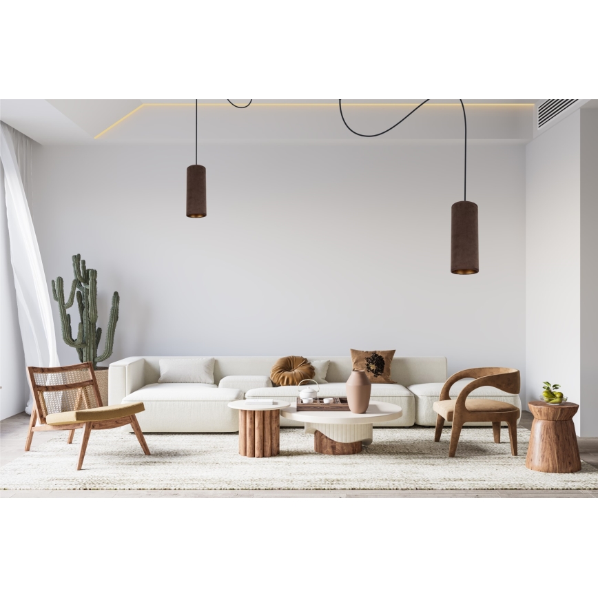 Żyrandol na lince AVALO 2xE27/60W/230V pająk brązowy/miedź