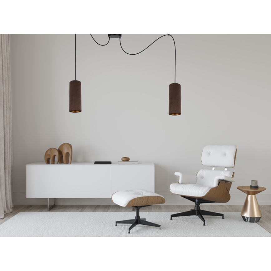 Żyrandol na lince AVALO 2xE27/60W/230V pająk brązowy/miedź