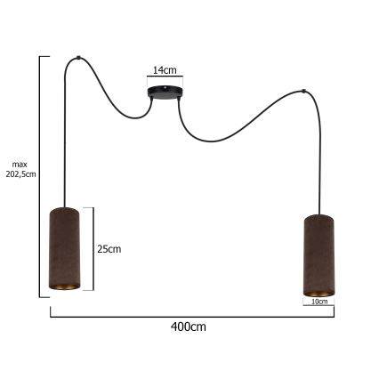 Żyrandol na lince AVALO 2xE27/60W/230V pająk brązowy/miedź
