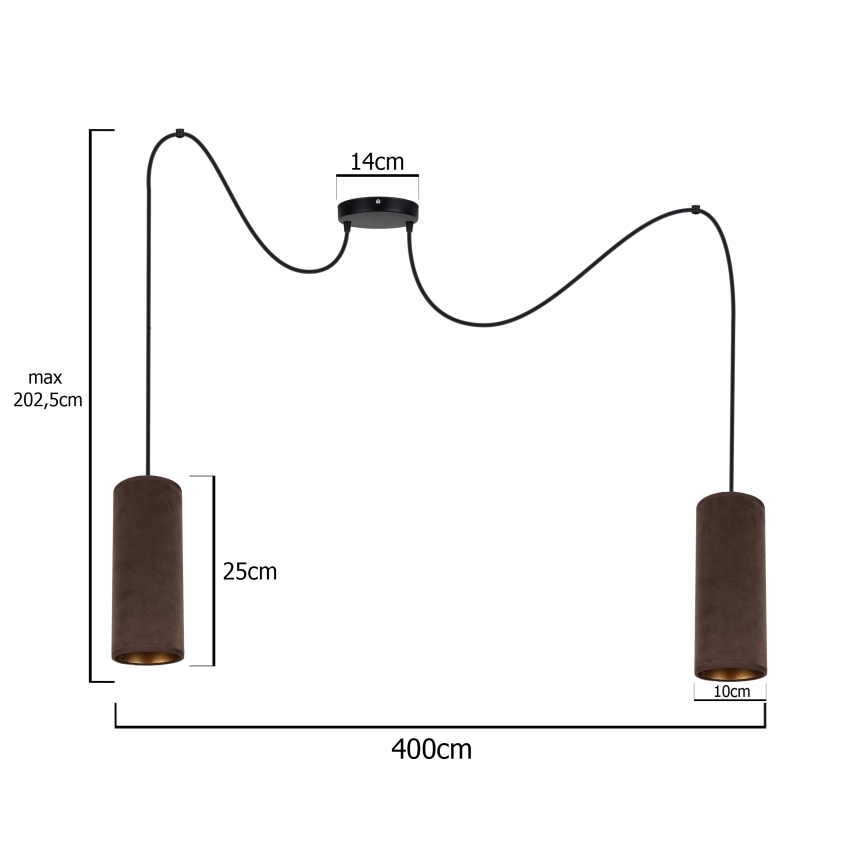 Żyrandol na lince AVALO 2xE27/60W/230V pająk brązowy/miedź