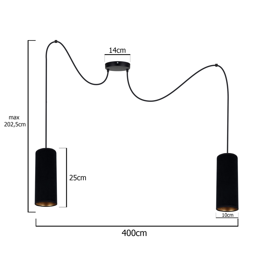 Żyrandol na lince AVALO 2xE27/60W/230V pająk czarny