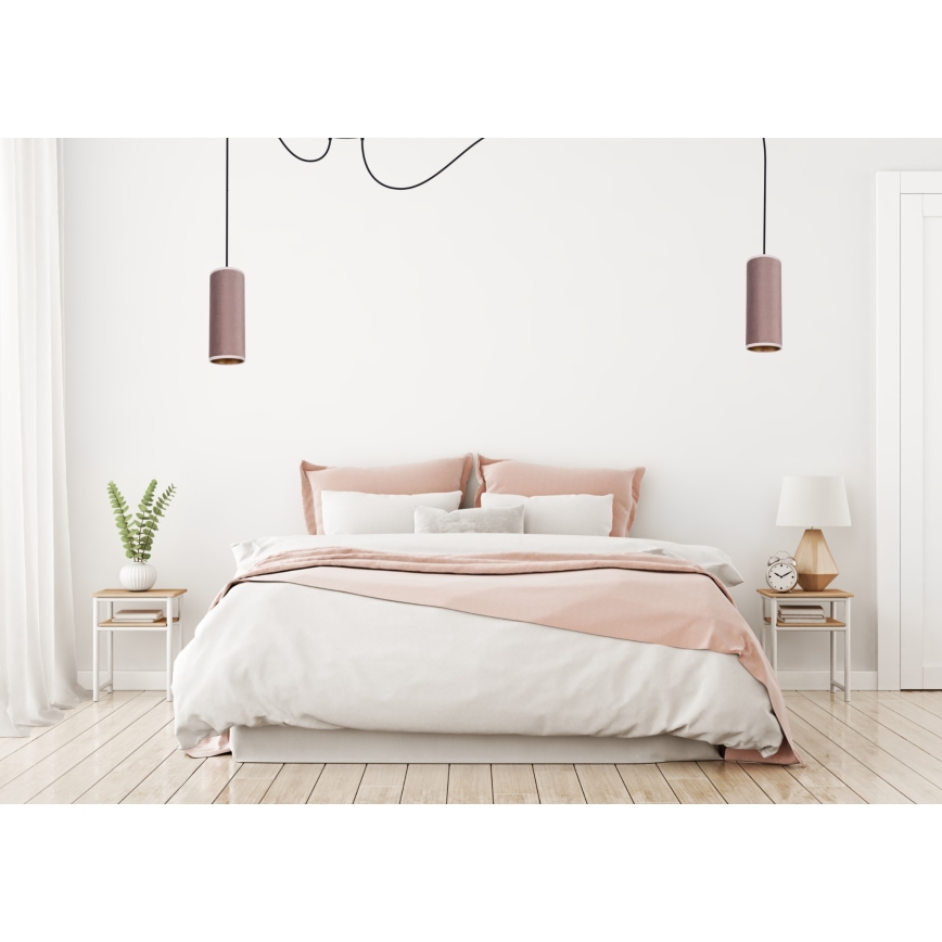 Żyrandol na lince AVALO 2xE27/60W/230V pająk różowy/miedź