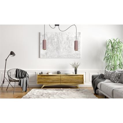 Żyrandol na lince AVALO 2xE27/60W/230V pająk różowy/miedź