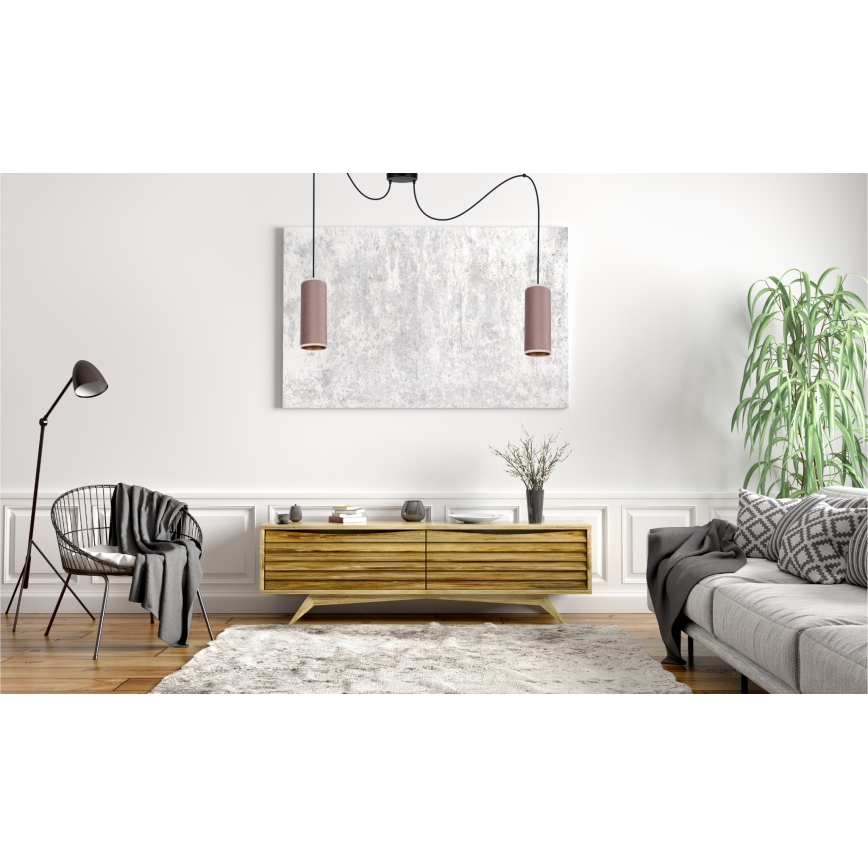 Żyrandol na lince AVALO 2xE27/60W/230V pająk różowy/miedź