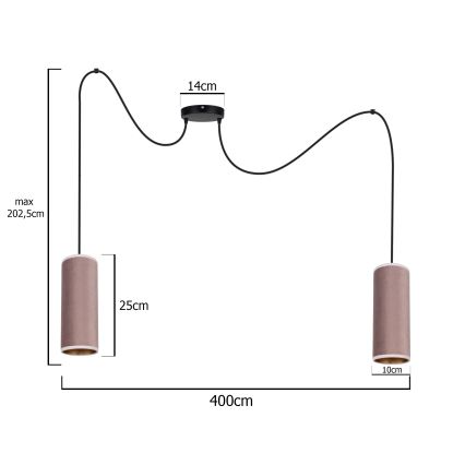 Żyrandol na lince AVALO 2xE27/60W/230V pająk różowy/miedź