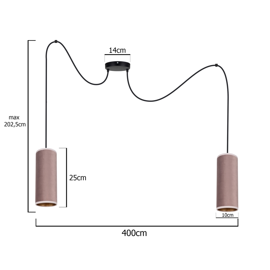 Żyrandol na lince AVALO 2xE27/60W/230V pająk różowy/miedź