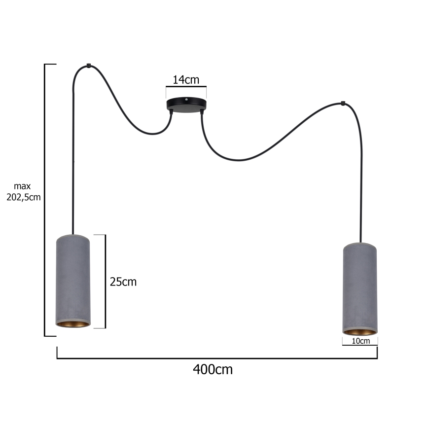 Żyrandol na lince AVALO 2xE27/60W/230V pająk szary
