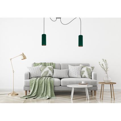 Żyrandol na lince AVALO 2xE27/60W/230V pająk zielony/miedź