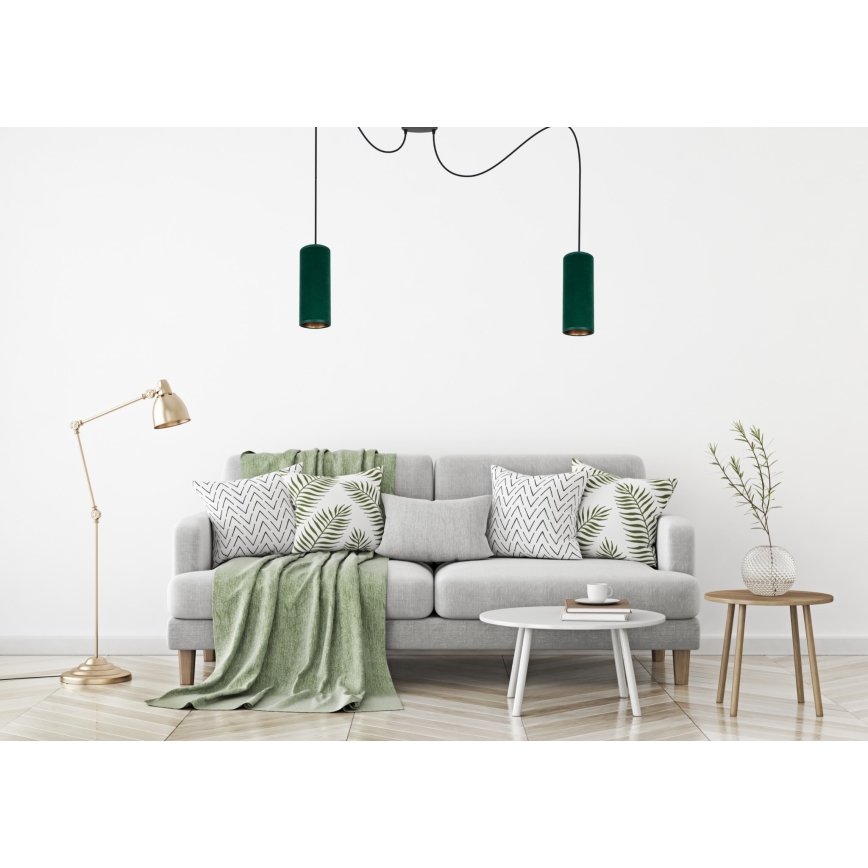 Żyrandol na lince AVALO 2xE27/60W/230V pająk zielony/miedź