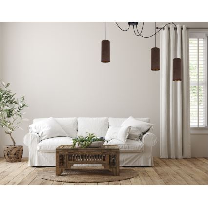 Żyrandol na lince AVALO 3xE27/60W/230V pająk brązowy/miedź