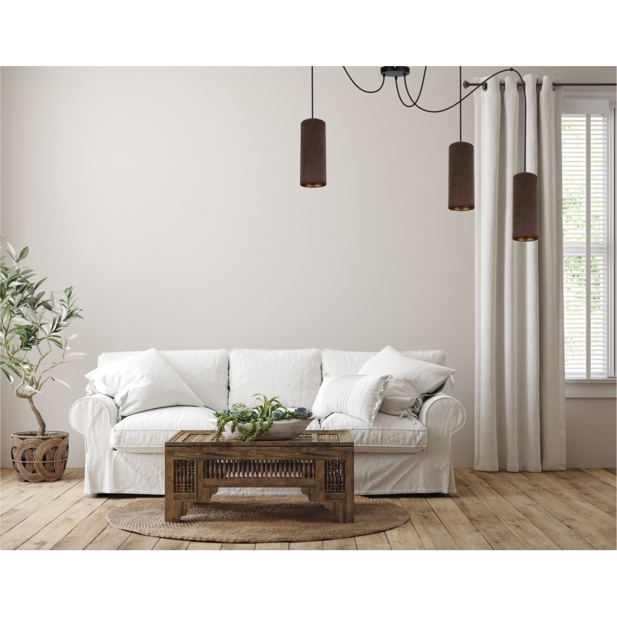 Żyrandol na lince AVALO 3xE27/60W/230V pająk brązowy/miedź