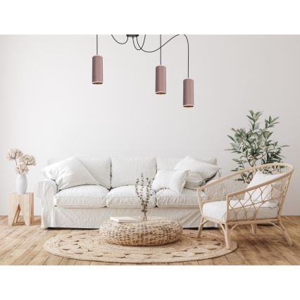 Żyrandol na lince AVALO 3xE27/60W/230V pająk różowy/miedź