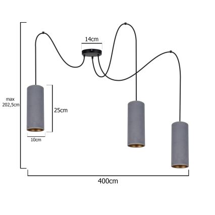 Żyrandol na lince AVALO 3xE27/60W/230V pająk szary