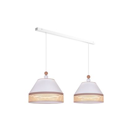 Żyrandol na lince AVIGNON 2xE27/15W/230V biały/rattan