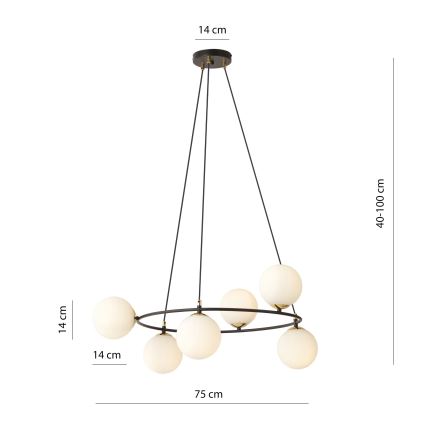 Żyrandol na lince AZURA 6xE14/10W/230V czarny/biały