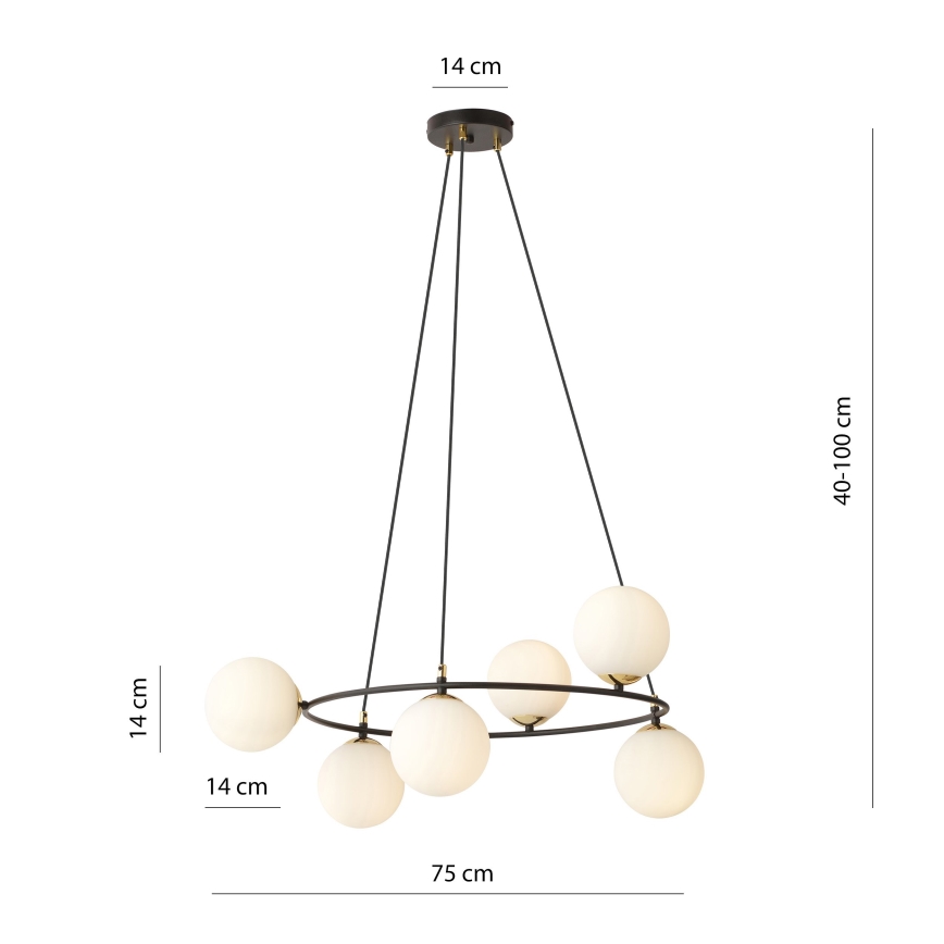 Żyrandol na lince AZURA 6xE14/10W/230V czarny/biały
