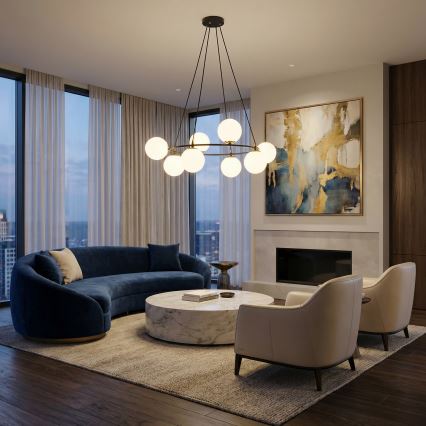 Żyrandol na lince AZURA 8xE14/10W/230V czarny/biały