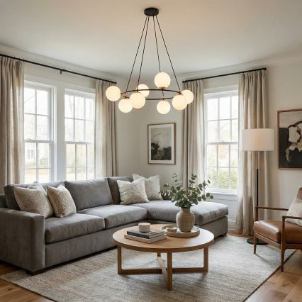 Żyrandol na lince AZURA 8xE14/10W/230V czarny/biały