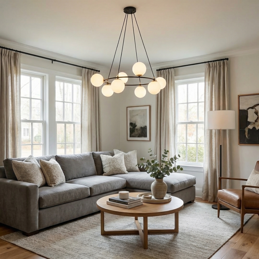 Żyrandol na lince AZURA 8xE14/10W/230V czarny/biały