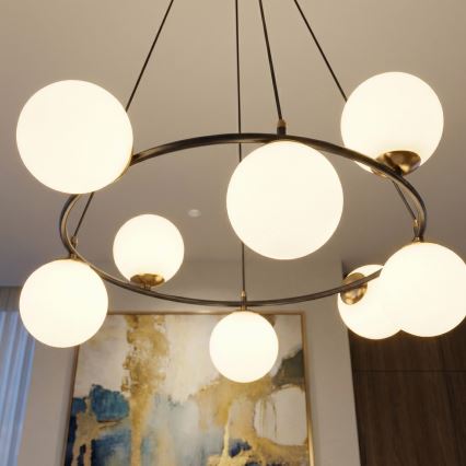 Żyrandol na lince AZURA 8xE14/10W/230V czarny/biały