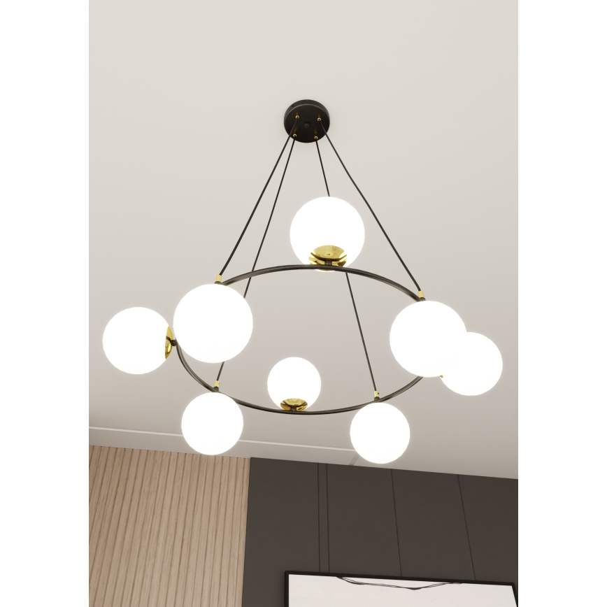 Żyrandol na lince AZURA 8xE14/10W/230V czarny/biały