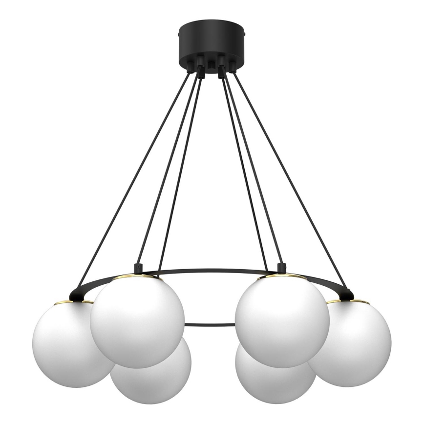 Żyrandol na lince BALLO 6xE27/15W/230V czarny/biały