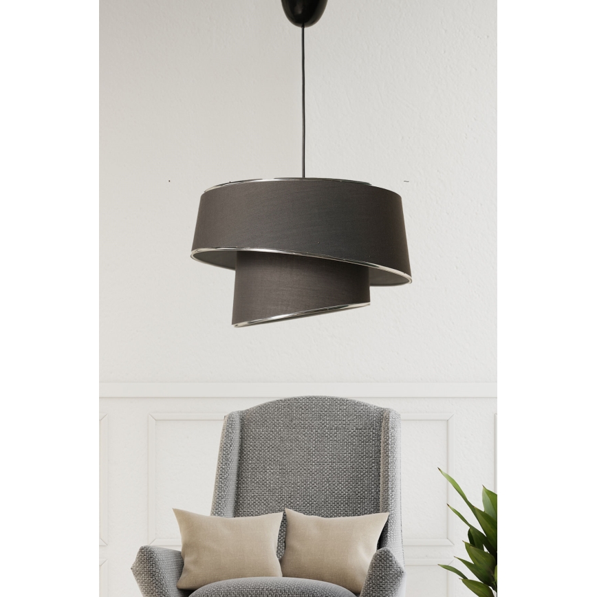 Żyrandol na lince BARETTE 1xE27/60W/230V antracyt/chrom błyszczący