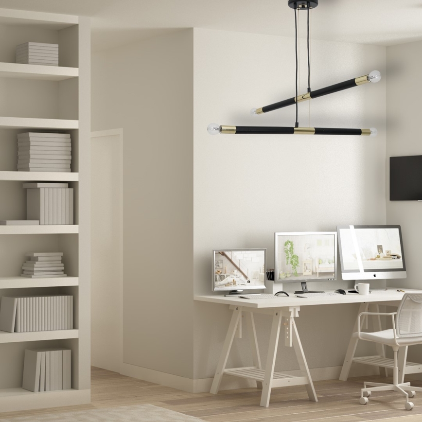 Żyrandol na lince BASTONE 4xE14/40W/230V czarny/złoty