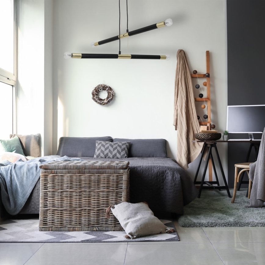 Żyrandol na lince BASTONE 4xE14/40W/230V czarny/złoty