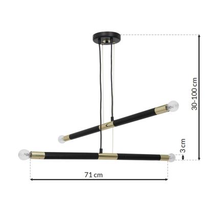 Żyrandol na lince BASTONE 4xE14/40W/230V czarny/złoty