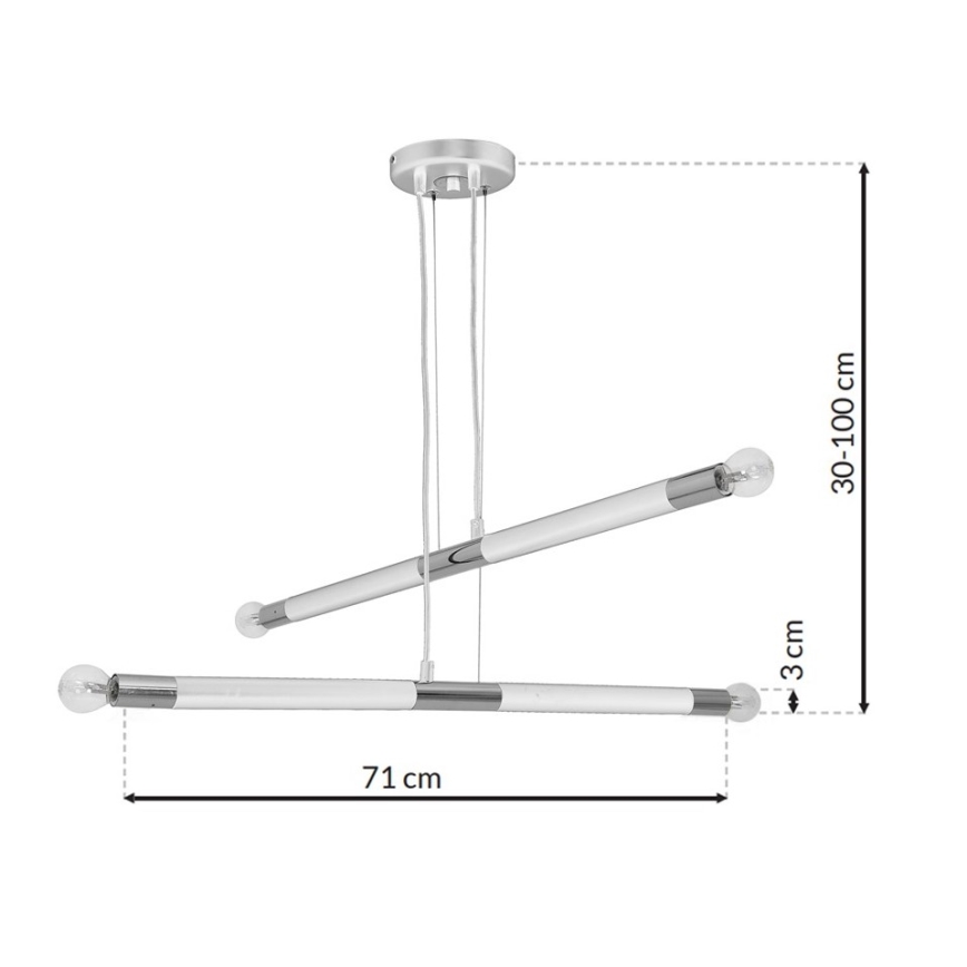 Żyrandol na lince BASTONE WHITE 4xE14/40W/230V