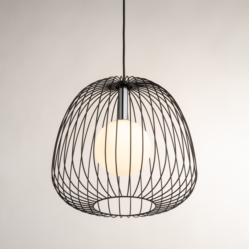 Żyrandol na lince BELL 1xG9/12W/230V śr. 33 cm czarny/chrom błyszczący