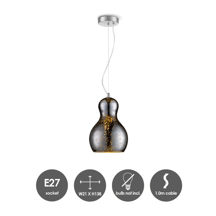 Żyrandol na lince BELLO 1xE27/40W/230V śr. 21 cm chrom