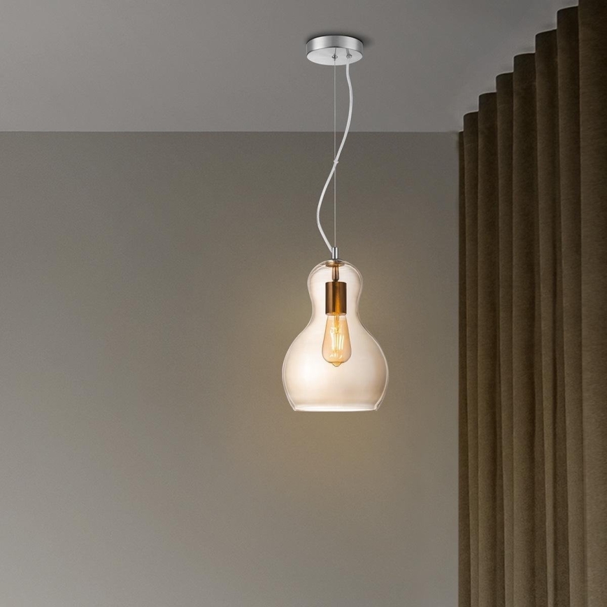 Żyrandol na lince BELLO 1xE27/40W/230V śr. 21 cm miedź