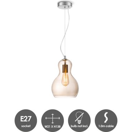 Żyrandol na lince BELLO 1xE27/40W/230V śr. 21 cm miedź