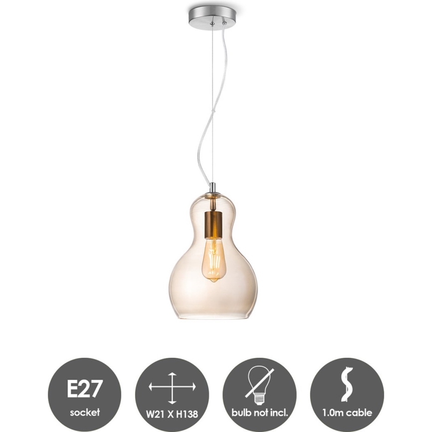 Żyrandol na lince BELLO 1xE27/40W/230V śr. 21 cm miedź