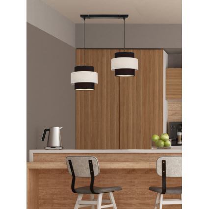 Żyrandol na lince BENTA 2xE27/40W/230V czarny/kremowy