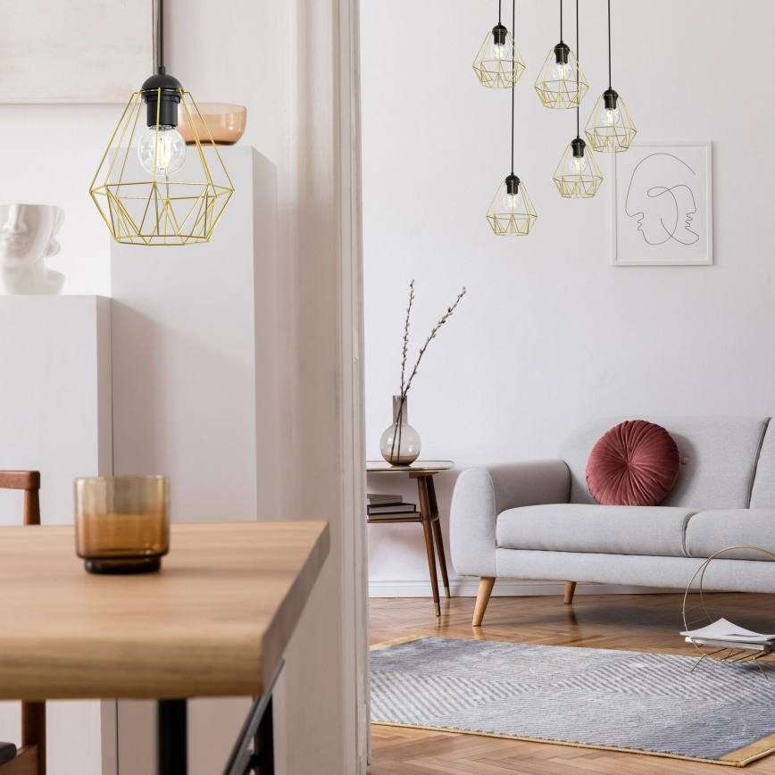 Żyrandol na lince BERGEN 1xE27/60W/230V czarny/złoty