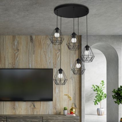 Żyrandol na lince BERGEN 5xE27/60W/230V czarny